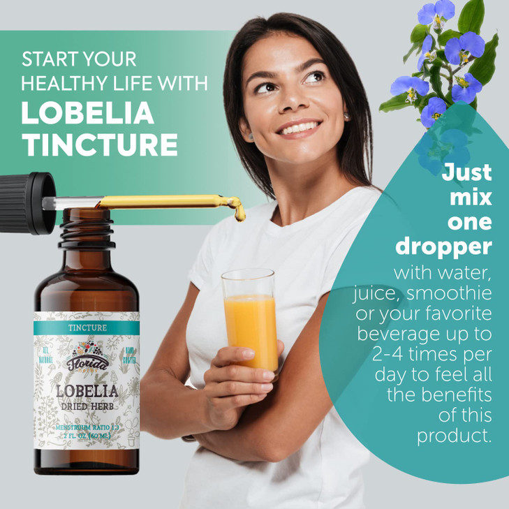 FLORIDA HERBS Lobelia Tincture, Organic Lobelia Extract, Lobelia Drops (Lobelia Inflata) Dried herb