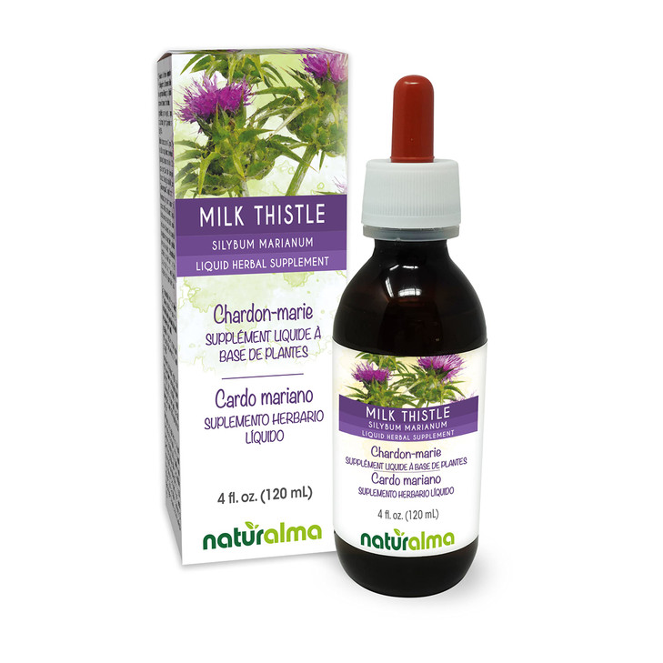 Naturalma Milk Thistle (Silybum marianum) Fruit and herb Alcohol-Free Tincture - 4 fl oz Liquid Extract in Drops - Herbal Supplement - Vegan