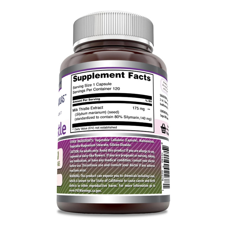 Amazing Formulas Milk Thistle Supplement | 175 Mg per Serving | 120 Capsules | Non-GMO | Gluten-Free | Made in USA