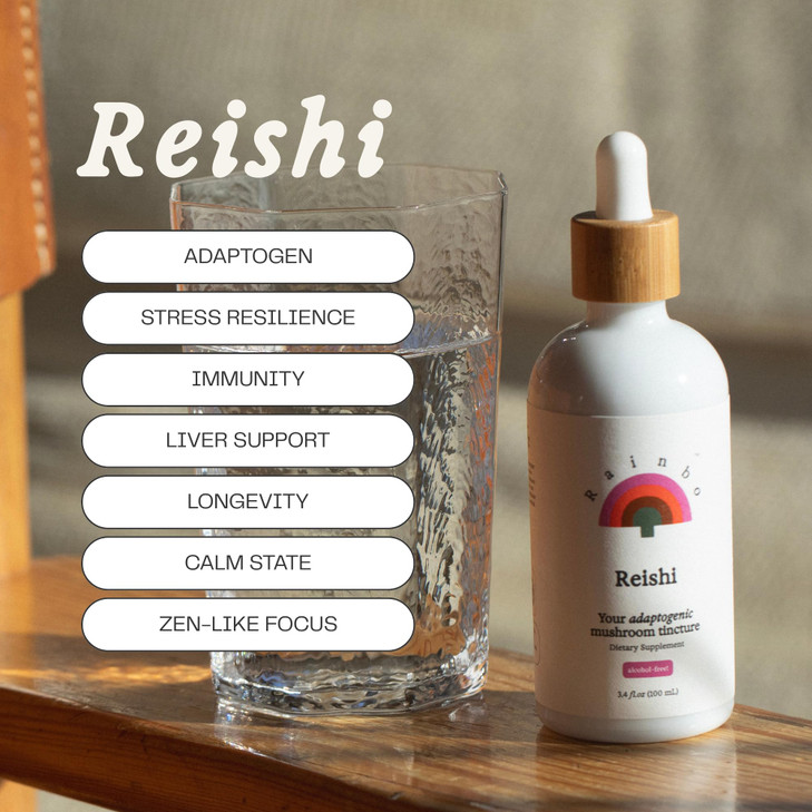 Rainbo - Reishi Mushroom Tincture - Alcohol Free - Dual Extract Mushroom Supplement - Immune Support, Mood, Sleep, Liquid Reishi Supplement, Vegan, N