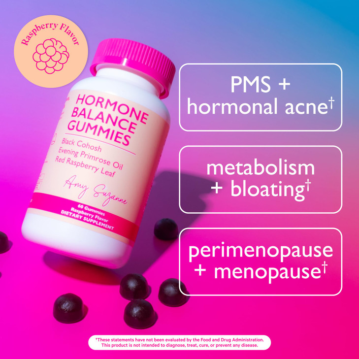 Amy Suzanne Hormone Balance Gummies for Women - Hormone Harmony for Mood, Energy, Bloating - Hormonal PMS, Perimenopause & Menopause Support - Red Ra