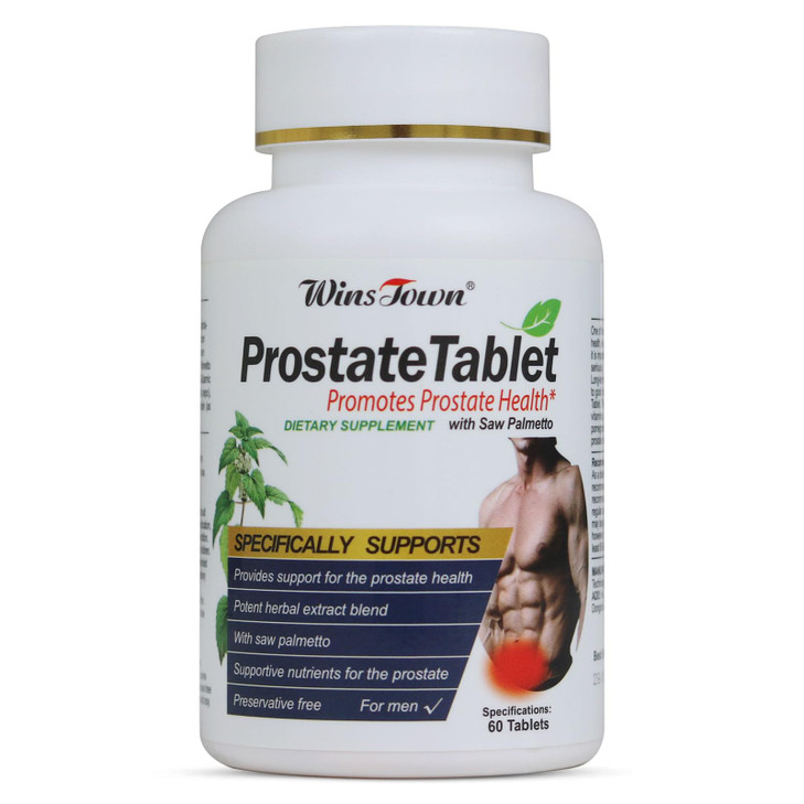 Wins Town Prostate Pills, Saw Palmetto Prostate Health Supplements for Men, Support Hair Health, Urinary Tract & Bladder Control, 60 Tablets