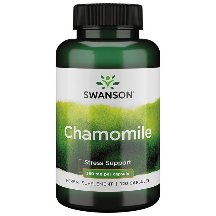 Swanson Chamomile Stress Support - Made with German Chamomile Flower - Herbal Supplement to Promote Stress, Relaxation and Sleep Support - Helps Easy