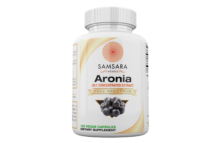 Samsara Herbs Aronia Berry 20:1 Extract (120x500mg Capsules) - Antioxidant, Flavonoids and Polyphenols Supplement - High ORAC - Native American Berry