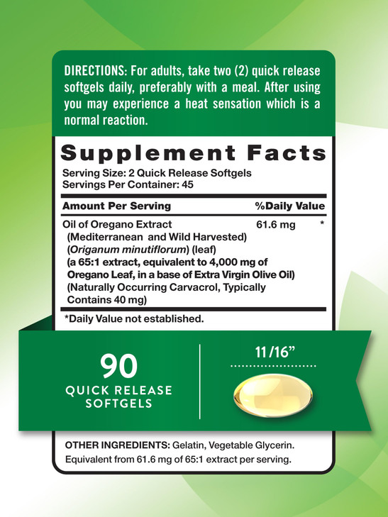 Nature's Truth Oregano Oil Softgels | 90 Pills | Contains Carvacrol | Non-GMO & Gluten Free Supplement