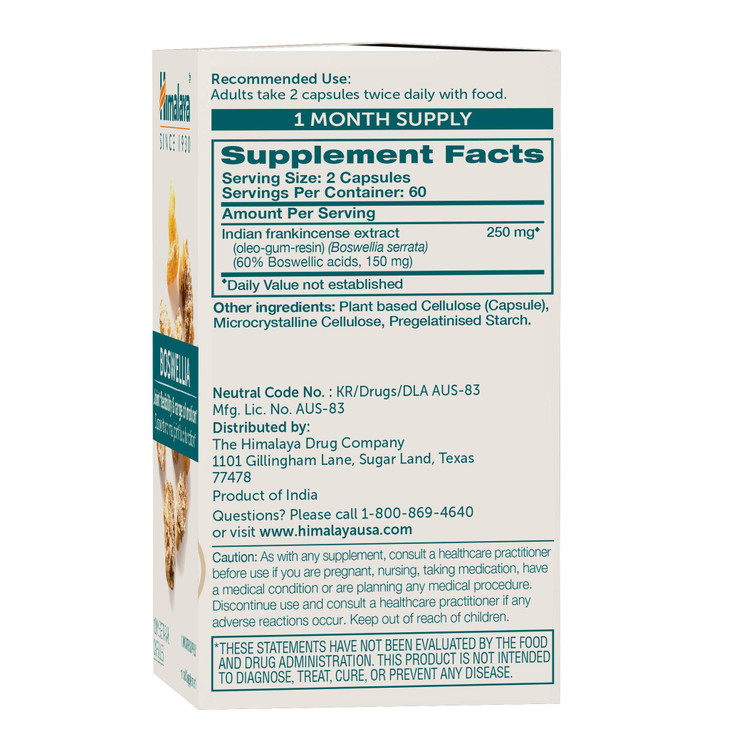 Himalaya Boswellia, Joint Support for Mobility and Flexibility, Promotes Tissue Preservation, 250 mg, 120 Capsules