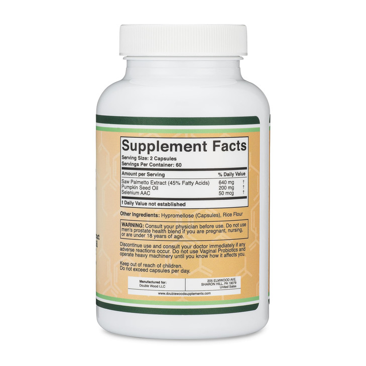 Prostate Support Supplement for Men's Health (120 Capsules) One Serving per Day for 30 Days Supports Prostate Function and Urinary Control (Saw Palme