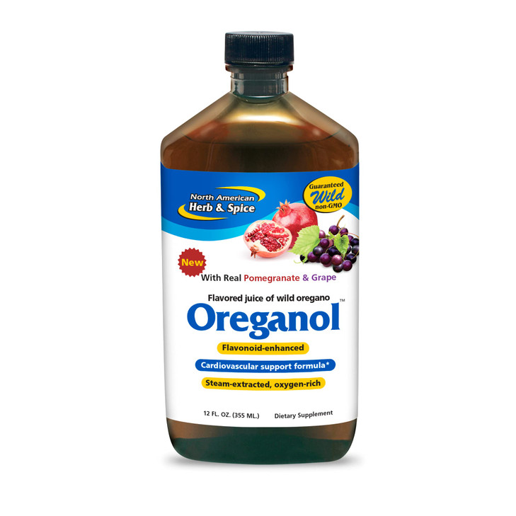 NORTH AMERICAN HERB & SPICE Oreganol Juice - 12 fl oz - With Real Pomegranate & Grape - Cardiovascular Support - Non-GMO - 12 Servings