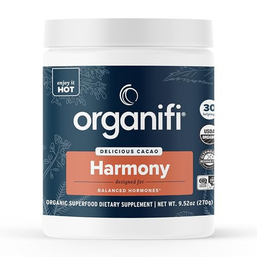 Organifi Harmony - Hormone Support - Eases PMS Symptoms - Energizes You - Regulates Menstrual Cycle - Best Served Hot - Gluten Free and Vegan Cacao P