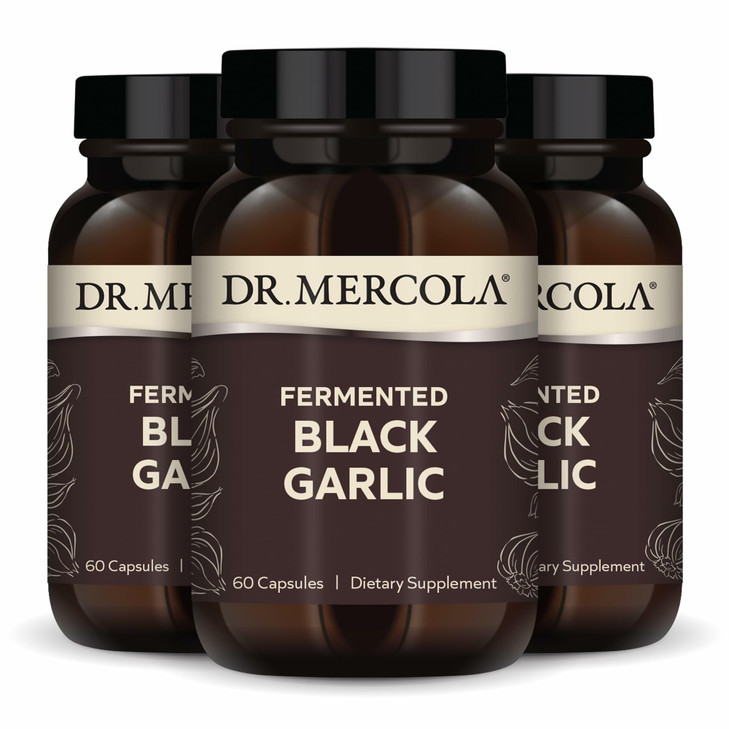 Dr. Mercola Fermented Black Garlic, 90 Servings (180 Capsules), Dietary Supplement, Supports Immune Health, Non-GMO