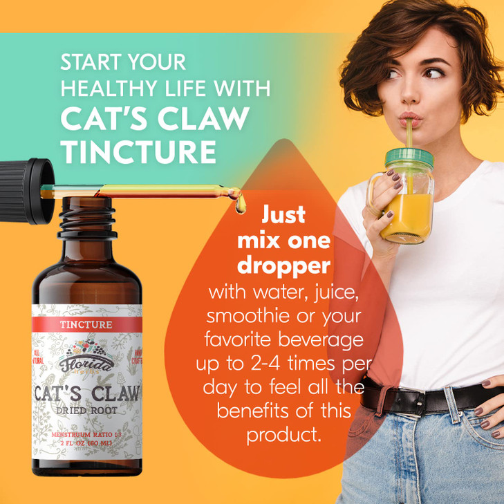 Cats Claw Tincture, Cat's Claw Extract Alcohol Free Herbal Supplement Drops, Liquid Natural Digestive Health, Joint Health, Vegan - Made in USA - 2 F