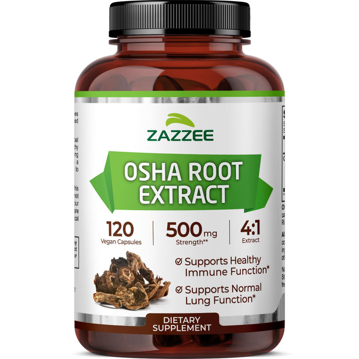 Zazzee OSHA Root 4:1 Extract, 500 mg Strength, 120 Vegan Capsules, 4 Month Supply, Concentrated and Standardized 4X Extract, 100% Vegetarian, Ligusti