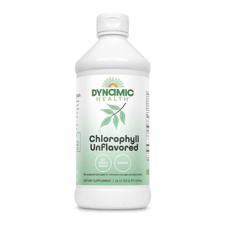 Dynamic Health Liquid Chlorophyll Unflavored 100 mg, Sodium Copper Chlorophyllins with Alfalfa and Mulberry Leaves, Plant Cleanse and Deodorizing, No