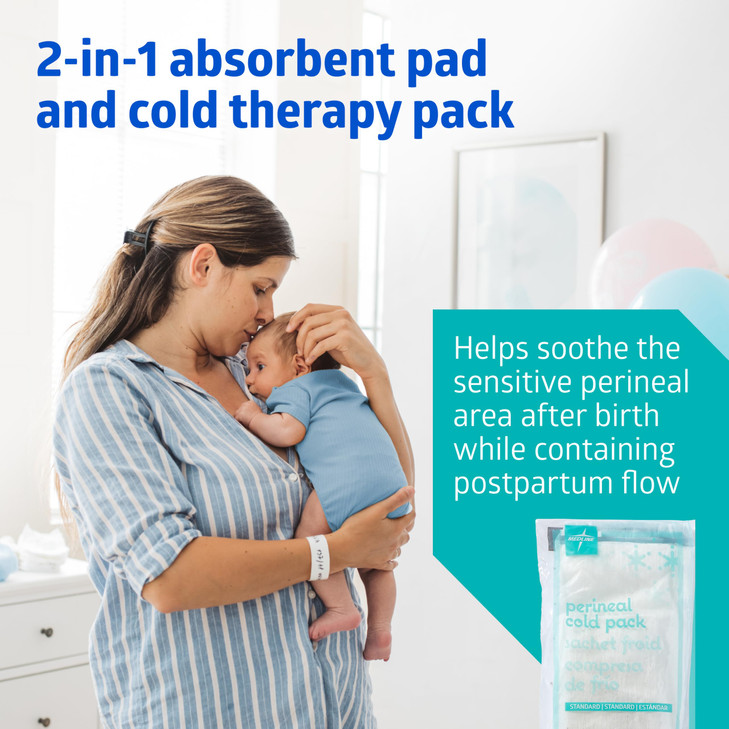Medline Perineal Cold Packs for Postpartum Care, Absorbent Pad is 4.5" x 14.25" Perfect for your After Delivery Postpartum Essentials Kit - Each