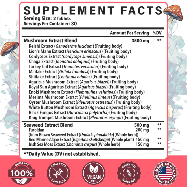 Sublingual Mushroom Complex, 18-in-1 Mushroom Supplement, Lions Mane, Reishi, Turkey Tail & More - Brain Supplements for Memory and Focus, Memory Sup