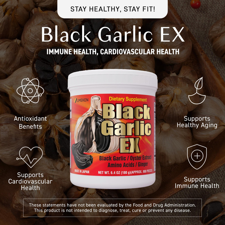 Umeken Black Garlic EX, Fermented Concentrate with Vitamin B, Allicin, Amino Acid, Fermented Black Garlic Supplement, Oyster Extract, Ginger, 2-3 Mon