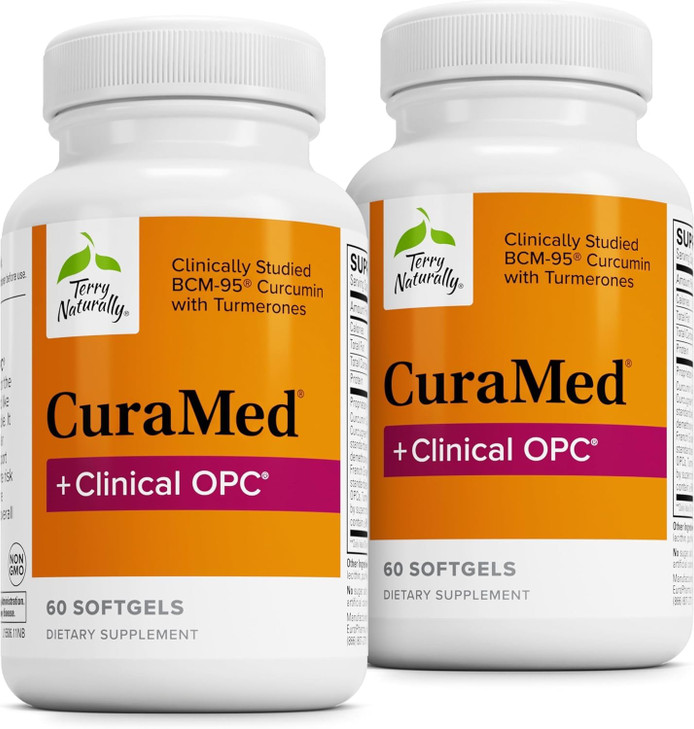 Terry Naturally CuraMed + Clinical OPC - Curcumin Supplement with French Grape Seed Extract - Brain, Prostate & Liver Health Support - Supplement wit