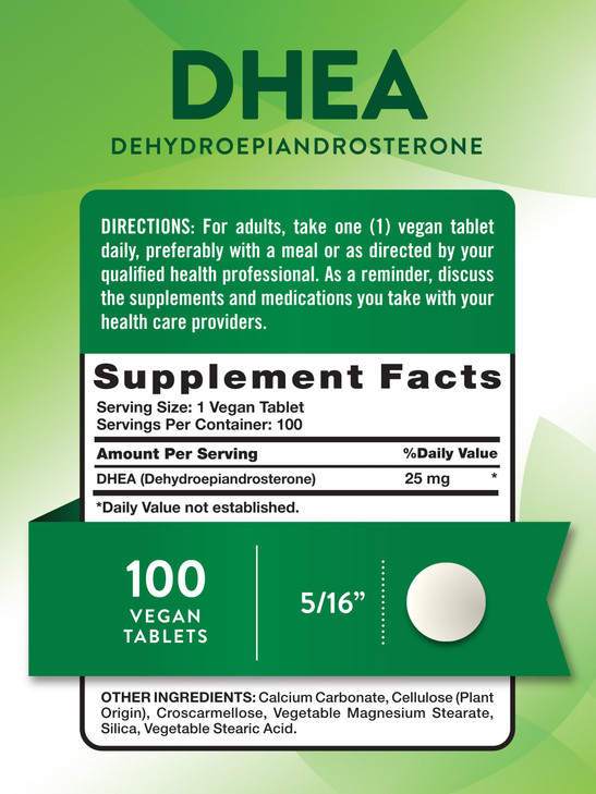 Nature's Truth DHEA 25mg Tablets | 100 Count | Vegan, Non-GMO & Gluten Free Supplement