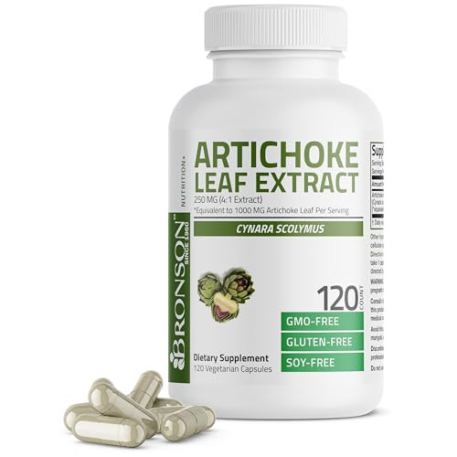 Bronson Artichoke Leaf Extract Extra Strength Supports Healthy Digestion Healthy Liver Function, Non-GMO, 120 Vegetarian Capsules