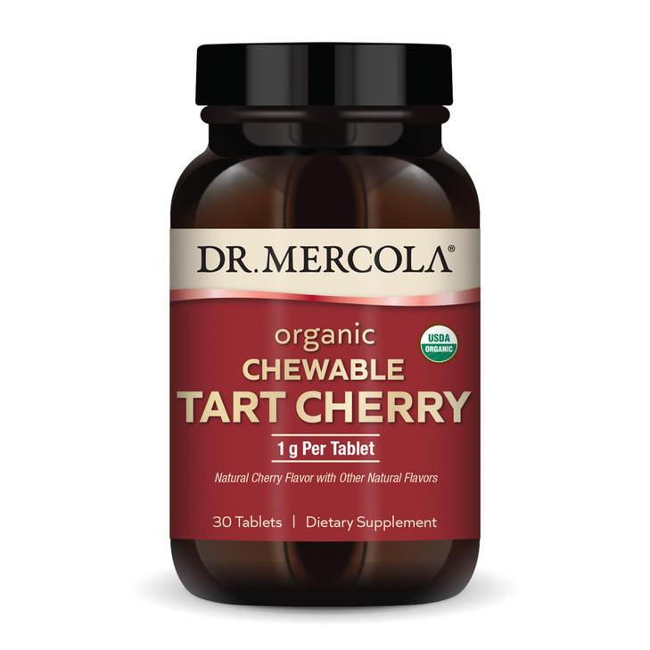 Dr. Mercola Organic Chewable Tart Cherry, 30 Servings (30 Capsules), Non-GMO, Gluten Free, Soy Free