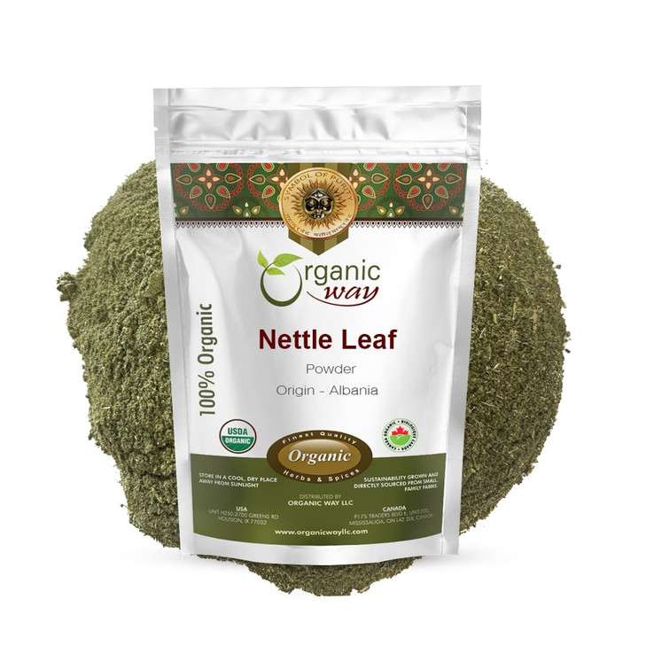 Organic Way Nettle Leaf Powder (Urtica dioica) - Herbal Tea | European Wild-Harvest | Kosher & USDA Certified | Vegan, Non-GMO & Gluten Free | Reseal
