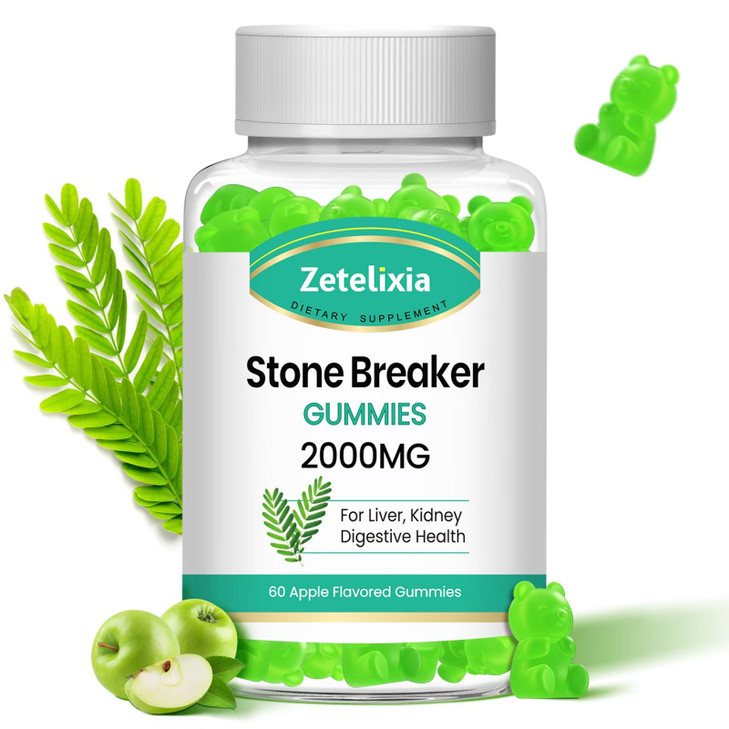 Zetelixia 2 Pack Chanca Piedra Stone Breaker Gummies, Organic Herbal Supplement for Kidney Cleanse & Gallbladder Health, Kidney Stones Dissolver, Sug