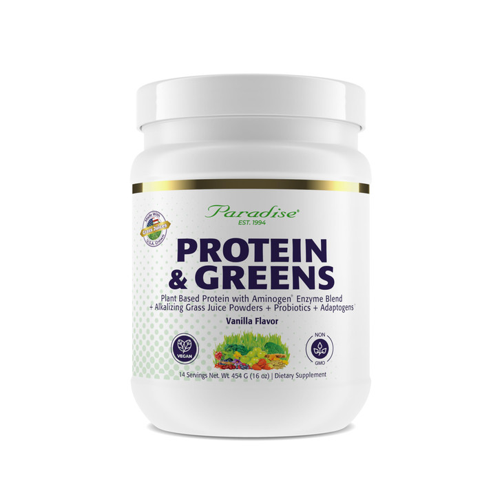 Paradise Herbs ORAC Energy Proteins & Greens Powder, Antioxidant Power of 24 Servings of Fruits & Vegetables in 1 Scoop + 20g Protein, Vanilla, 14 Se