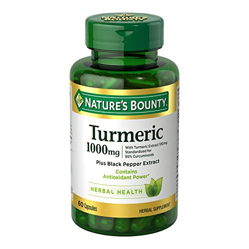 Nature's Bounty Turmeric with Black Pepper Extract, Supports Antioxidant Health, 1000mg, 60 Capsules