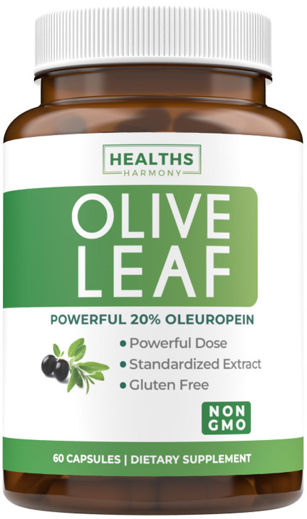 Super Strength Olive Leaf Extract Capsules - Vegan Non-GMO 750mg Olive Extract with 20% Oleuropein Antioxidant Supplement for Immunity Skin and Heart