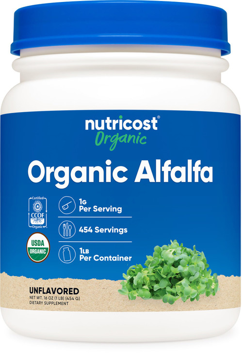 Nutricost Organic Alfalfa Powder 1LB - USDA Certified 100% Organic, Vegetarian, Non-GMO, Gluten Free