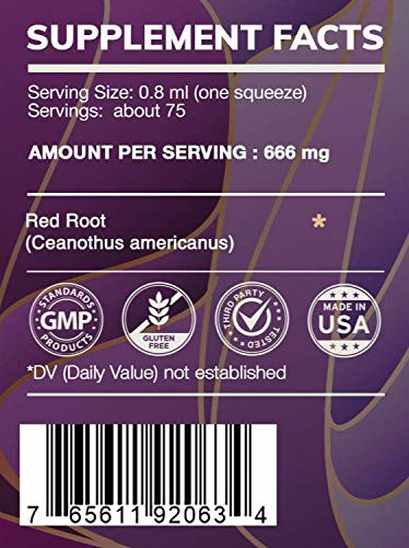 HerbEra Earth's Love - Red Root Alcohol-Free Herbal Extract Tincture, Super-Concentrated Wildcrafted Red Root (Ceanothus Americanus) Dried Root (2 Fl