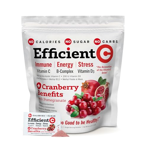 ANDREW LESSMAN Efficient C + Cranberry Benefits 180 Packets - Immune, Energy, Stress and Urinary Tract Support. Reinvention of The Vitamin C Drink. N