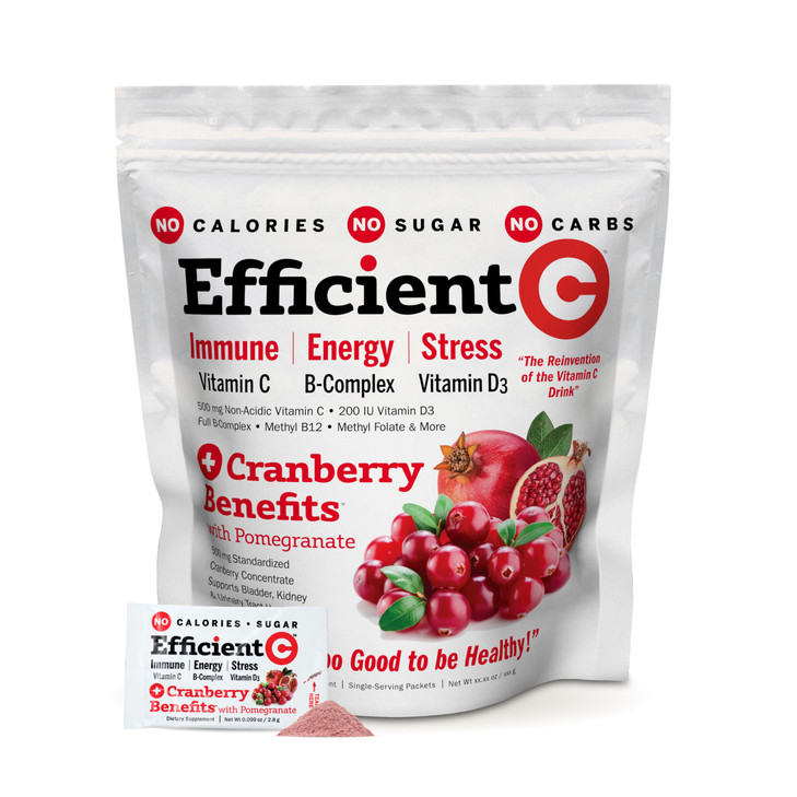 ANDREW LESSMAN Efficient C + Cranberry Benefits 90 Packets - Immune, Energy, Stress and Urinary Tract Support. Reinvention of The Vitamin C Drink. No