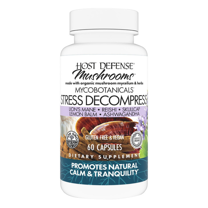 Host Defense MycoBotanicals Stress Decompress* Capsules - Mushroom Supplement with Lemon Balm & Ashwagandha Root - with Reishi, Lion's Man & Skullcap