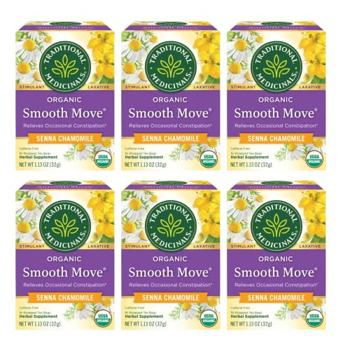 Traditional Medicinals Organic Smooth Move Chamomile Laxative Tea, 16 Tea Bags (Pack of 6)