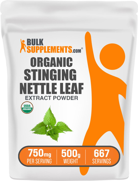BulkSupplements.com Organic Stinging Nettle Extract Powder - Nettle Leaf Extract, Herbal Supplement - Vegan & Gluten Free, 750mg per Serving, 500g (1