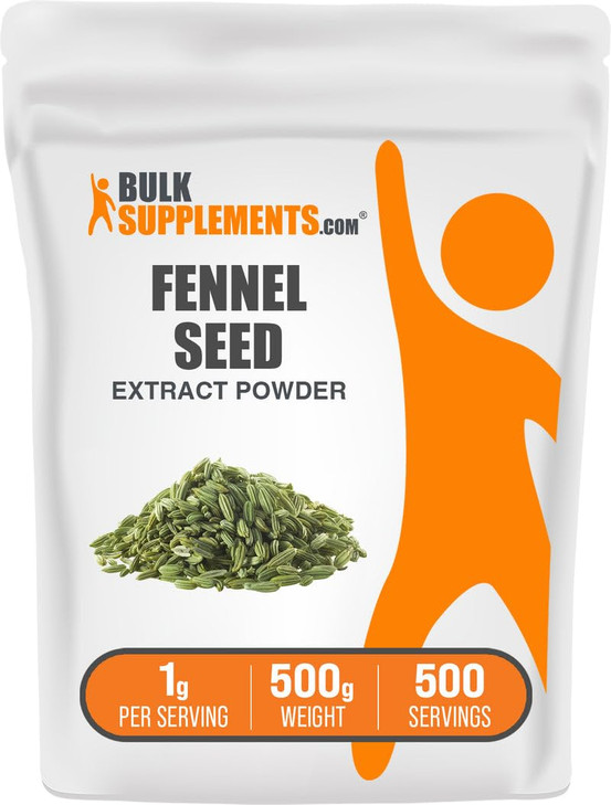 BulkSupplements.com Fennel Seed Extract Powder - Fennel Seeds Powder, Herbal Supplement - Vegan & Gluten Free, 1g per Serving, 500g (1.1 lbs) (Pack o