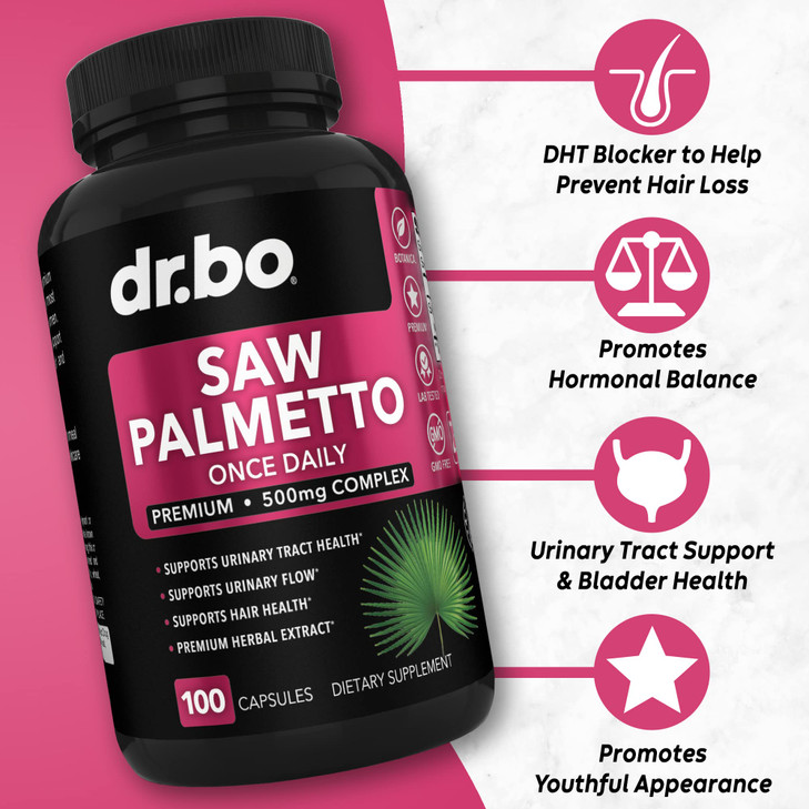 Saw Palmetto for Women Hair Loss - DHT Blocker for Women Natural Growth Plus Bladder Control Supplements Complex - Pure Saw Palmetto Hair Loss Supple