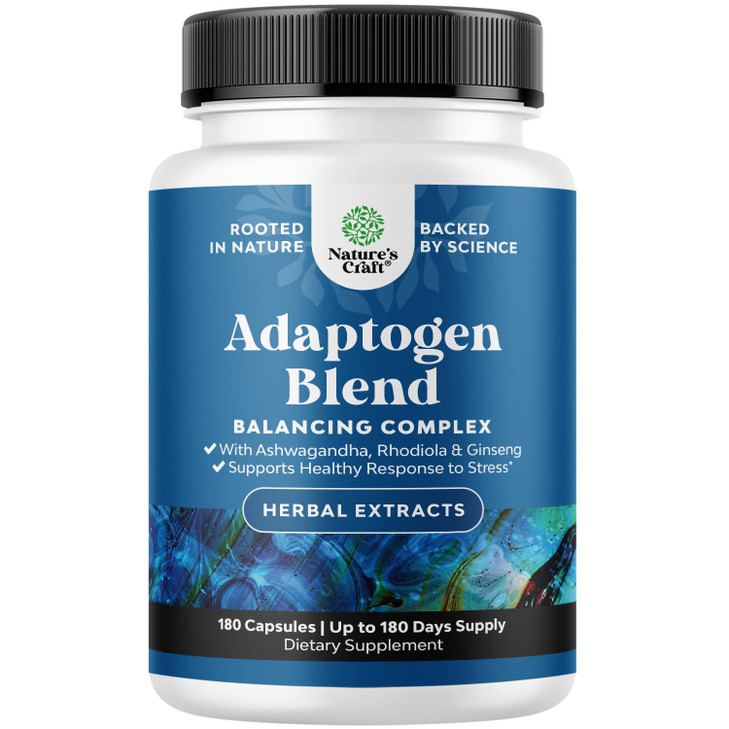Herbal Adaptogen Mood Support Supplement - Calming Adaptogens Supplement for Stress & Cortisol Management with Ashwagandha Rhodiola Rosea & Maca Root