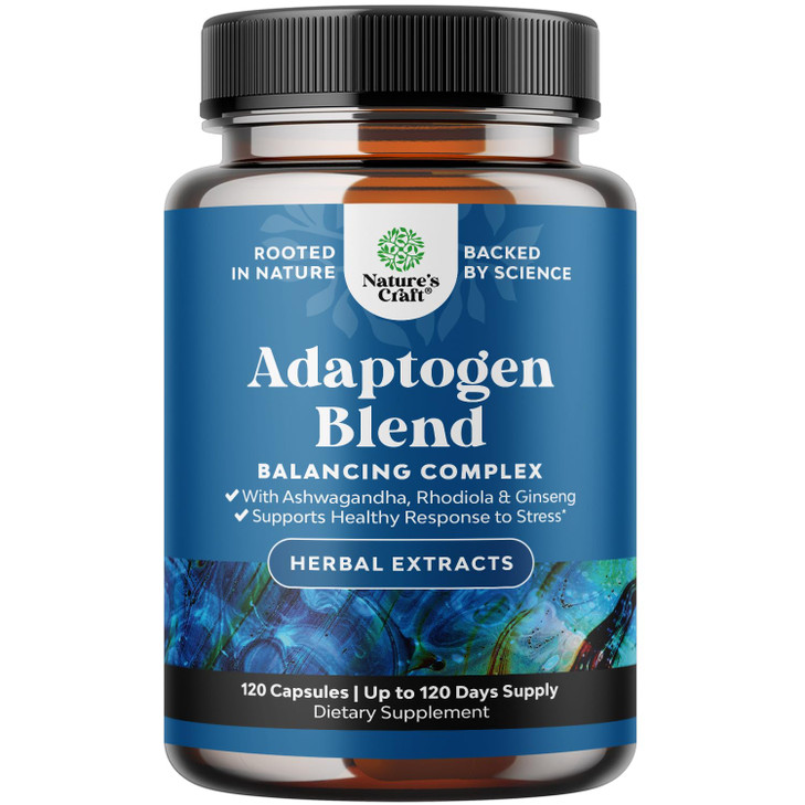Herbal Adaptogen Mood Support Supplement - Calming Adaptogens Supplement for Stress & Cortisol Management with Ashwagandha Rhodiola Rosea & Maca Root