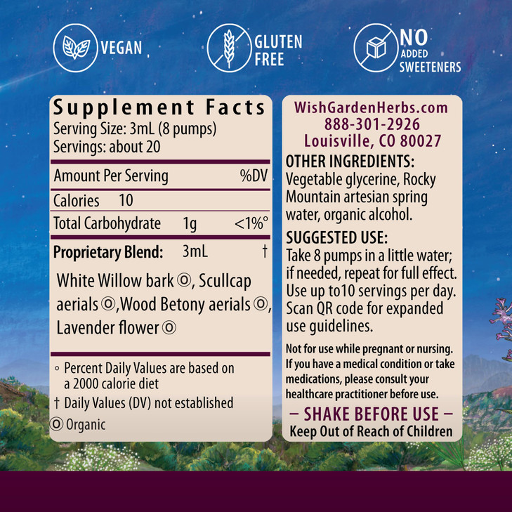 WishGarden Herbs Cranial Comfort - Plant-Based Herbal Supplement with White Willow Bark Extract, Lavender & Scullcap Supports Release of Head, Neck &