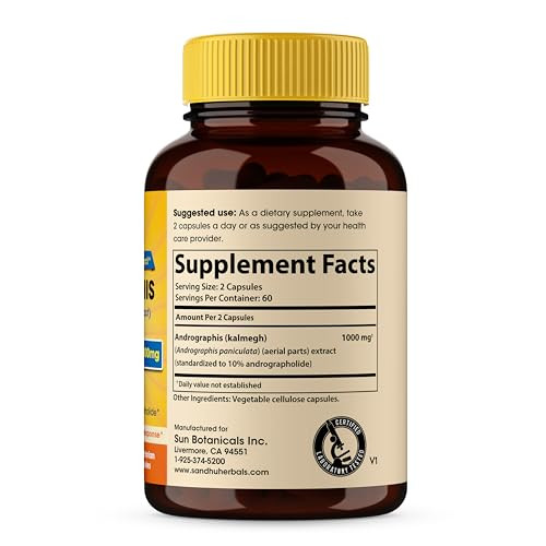 SANDHUHERBALS Andrographis Paniculata Kalmegh for Immune and Liver Health Support| 120 Vegetarian Capsules, 2 Months Supply| Ayurvedic Herbal Vegetar