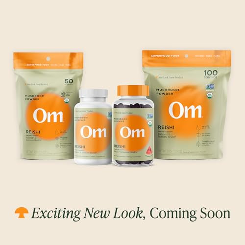 OM MUSHROOM SUPERFOOD Reishi Organic Mushroom Powder, 3.5 Ounce, 50 Servings, Adaptogen, Stress & Immune Support, Superfood Mushroom Supplement