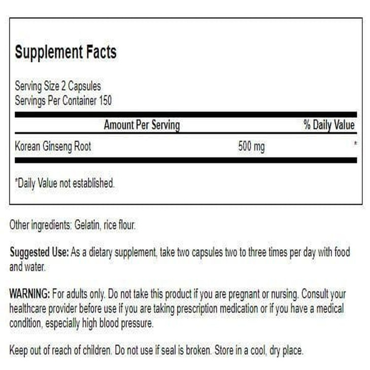 Swanson Korean Ginseng 250 Milligrams 300 Capsules