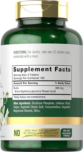 Carlyle Rutin Supplement 500mg | 200 Tablets | Vegetarian, Non-GMO, Gluten Free
