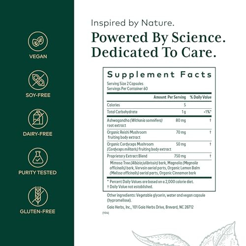 Gaia Herbs Pro Nighttime HPA - Restorative & Healthy Sleep Support Supplement* - Relaxation Support Supplement* with Ashwagandha Root Extract & Cordy