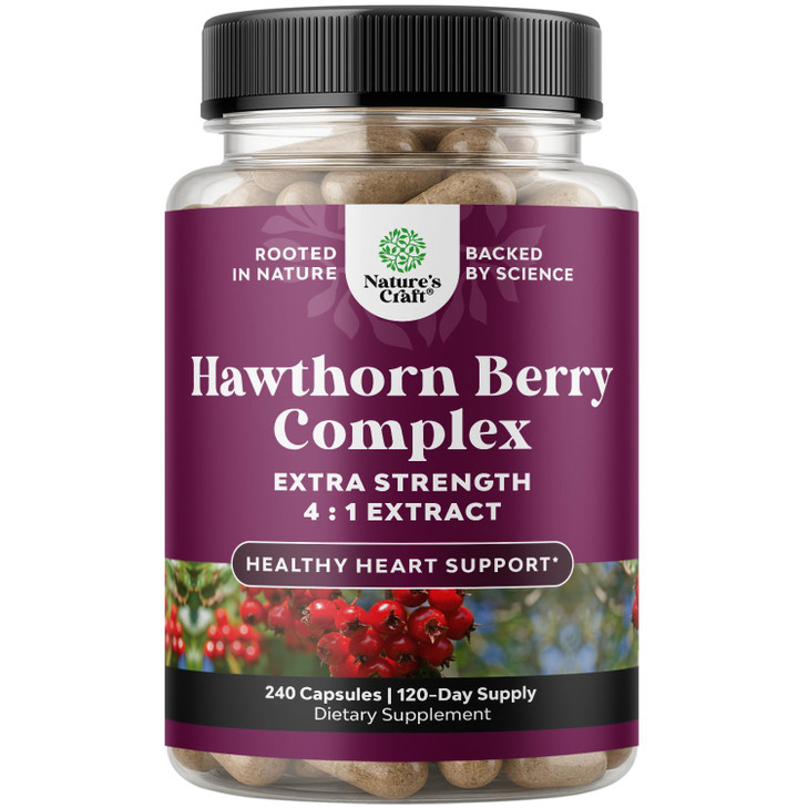 High Strength Hawthorn Berry Capsules - Pure Antioxidant Hawthorn Berry Supplement with Leaf & Flower Extract 4:1 for Healthy Heart & Digestion - Ene