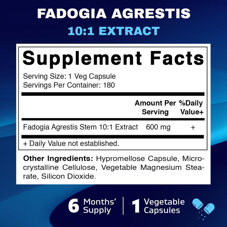 Vitamatic Fadogia Agrestis 10:1 Extract 600 mg 180 Veg Capsules - Supports Atheltic Performance & Energy Production