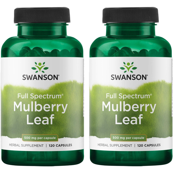 Swanson Full Spectrum Mulberry Leaf Herbal Supplement 500 mg 120 Capsules (2 Pack)