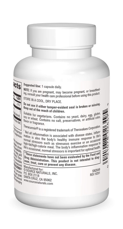 Source Naturals Theracurmin, Supports Healthy Inflammatory Response*, 600 mg - 30 Vegetarian Capsules